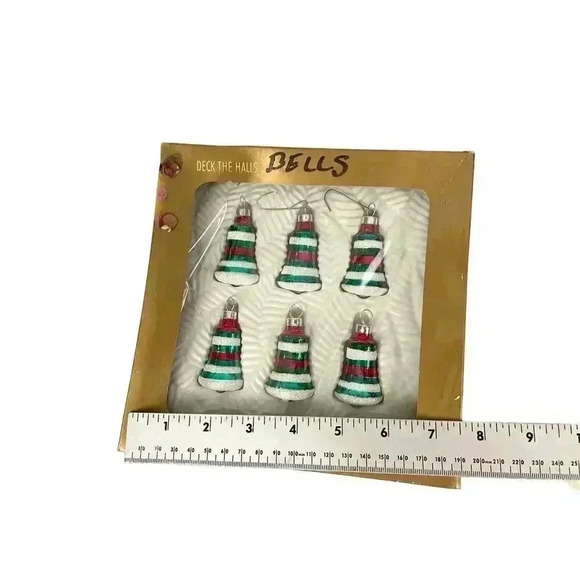 VTG 5 Boxes Christmas Ornaments Apples Foil Commodore Imported Candy Stripes - Picture 2 of 15